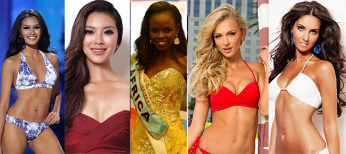 Nhan sắc của Atong Ajak Demach (giữa) bị đánh giá rằng 'chìm nghỉm' so với 4 ứng viên còn lại trong top 5