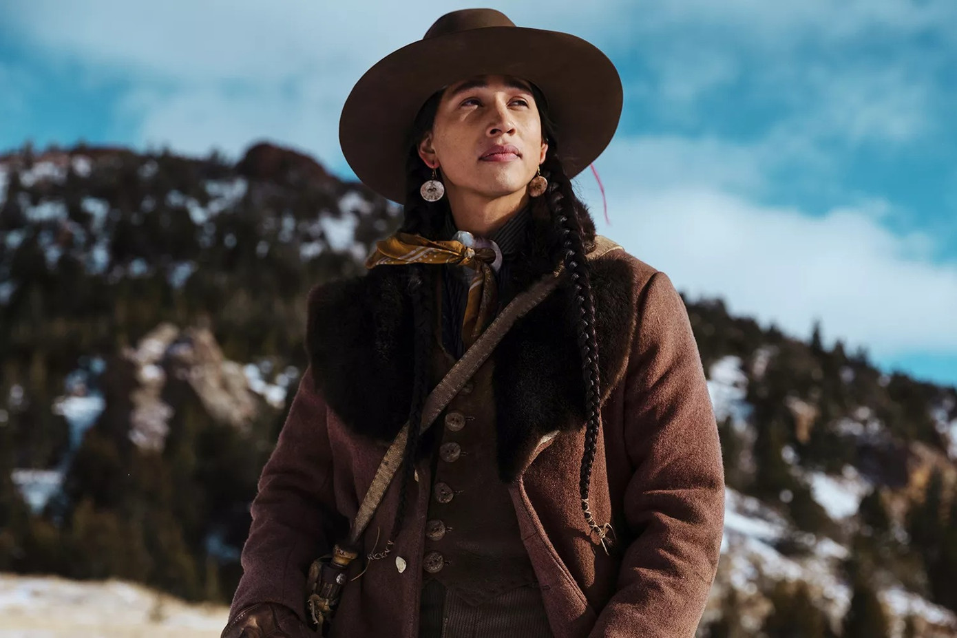 Tạo hình của Cole Mang Plenty trong phim 1923. Ảnh: Paramount+. Tạo hình của Cole Mang Plenty trong phim 1923. Ảnh: Paramount+.