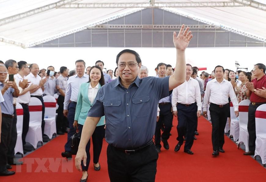 Thủ tướng Phạm Minh Chính đến dự buổi lễ. (Ảnh: Dương Giang/TTXVN)