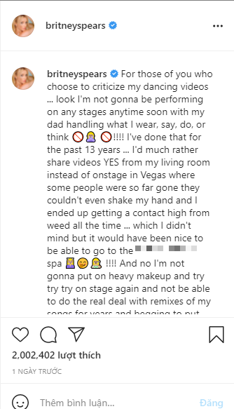 Bài đăng thứ 2 của Britney. (Ảnh: IGNV) Bài đăng thứ 2 của Britney. (Ảnh: IGNV)