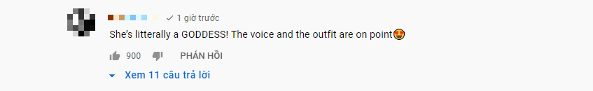 "Cô ấy là NỮ THẦN! Giọng hát và bộ cánh đó thật 'đỉnh của chóp'." "Cô ấy là NỮ THẦN! Giọng hát và bộ cánh đó thật 'đỉnh của chóp'."