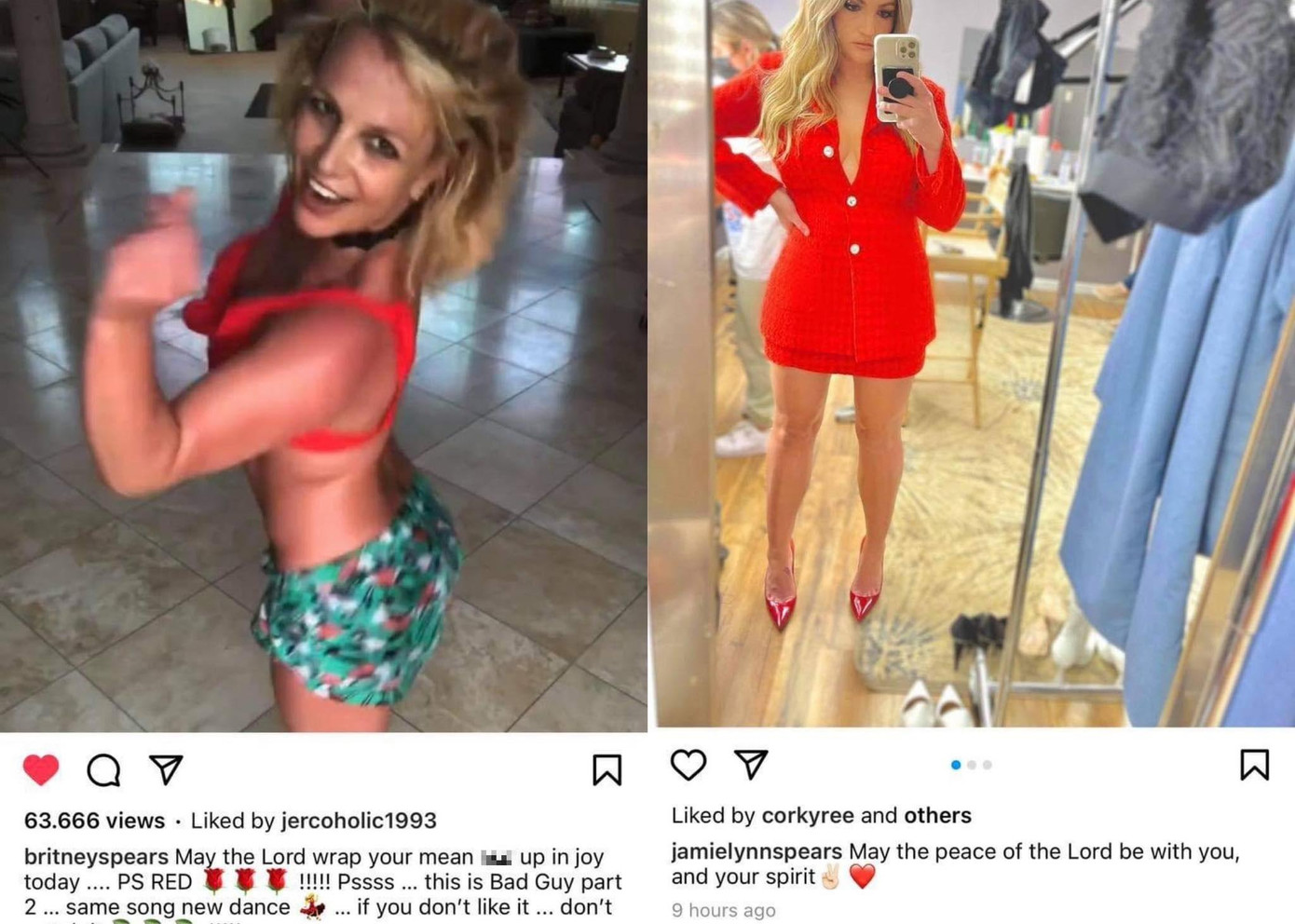 Bài đăng của Britney vặn vẹo lại câu chữ trong bài đăng của em gái. Bài đăng của Britney vặn vẹo lại câu chữ trong bài đăng của em gái.