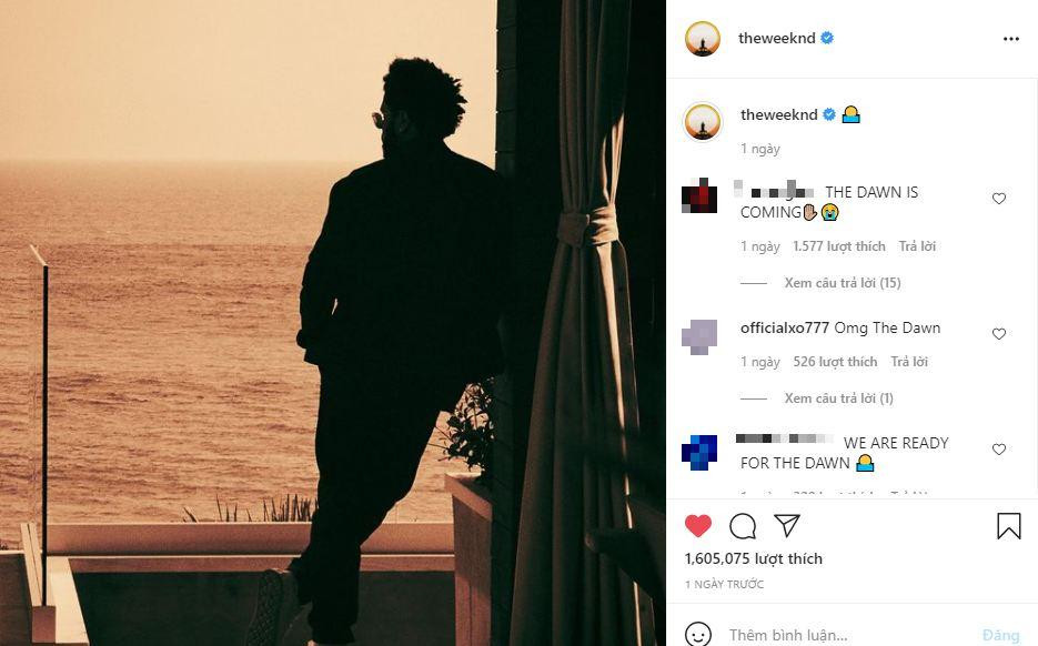 The Weeknd đăng ảnh với icon là Mặt Trời mọc, đúng với tên gọi của album The Dawn. The Weeknd đăng ảnh với icon là Mặt Trời mọc, đúng với tên gọi của album The Dawn.