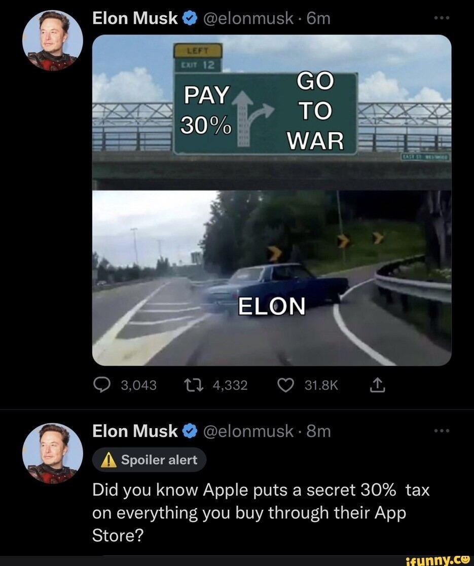 Elon ra dấu sẵn sàng "gây chiến" với Apple. Ảnh: @elonmusk. Elon ra dấu sẵn sàng "gây chiến" với Apple. Ảnh: @elonmusk.