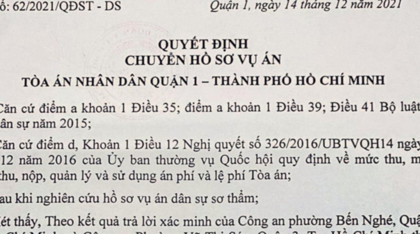 TAND quận 1 đã quyết định chuyển vụ ca sỹ Vy Oanh kiện bà Nguyễn Phương Hằng, sang TAND quận 3 thụ lý theo thẩm quyền. Ảnh: Tân Châu.