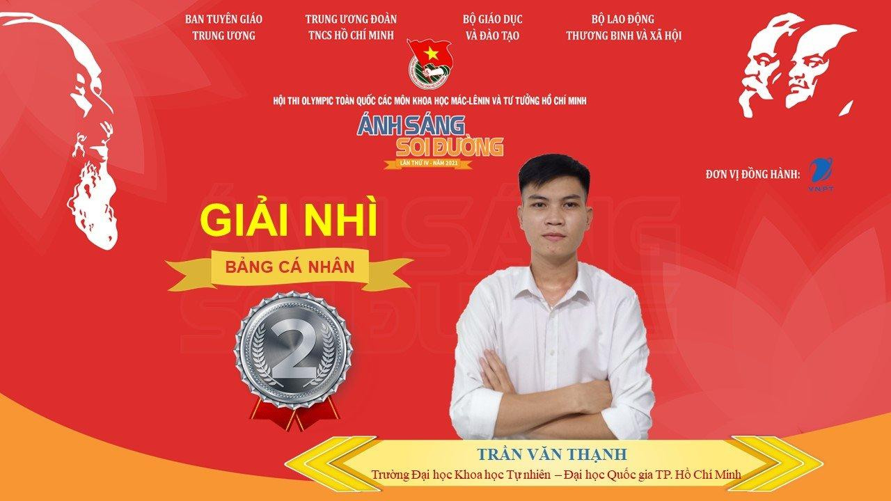 Trần Văn Thạnh, khoa Công nghệ thông tin ( ĐH Khoa học Tự nhiên – ĐHQG TPHCM) đạt giải Nhì Trần Văn Thạnh, khoa Công nghệ thông tin ( ĐH Khoa học Tự nhiên – ĐHQG TPHCM) đạt giải Nhì