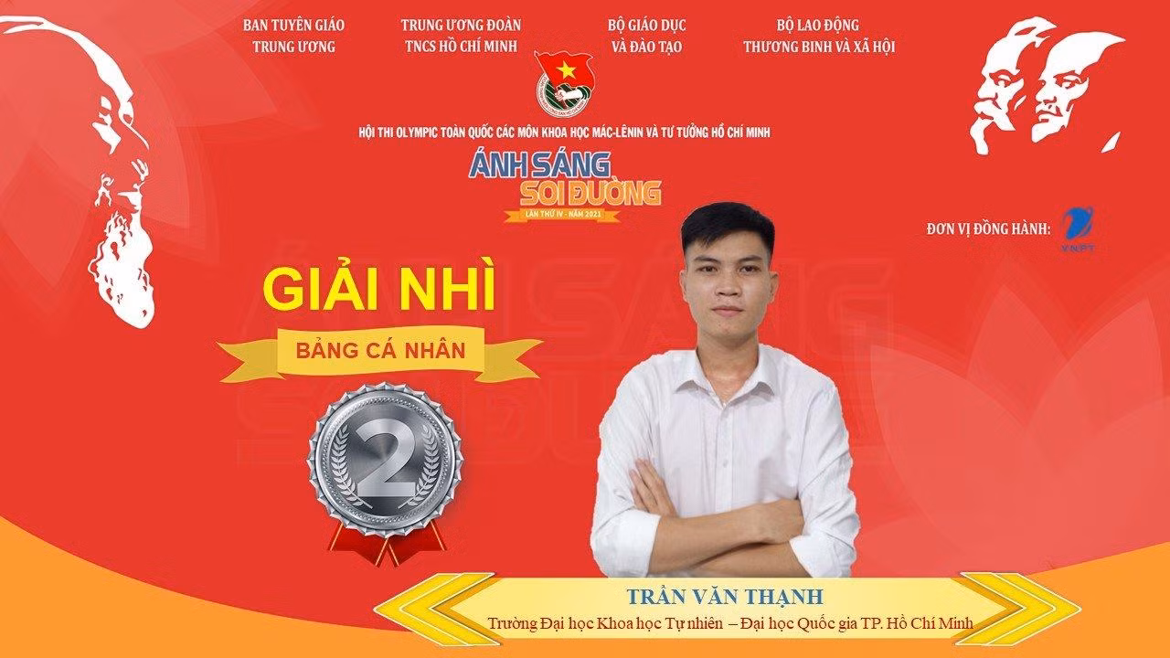 Trần Văn Thạnh, khoa Công nghệ thông tin ( ĐH Khoa học Tự nhiên – ĐHQG TPHCM) đạt giải Nhì