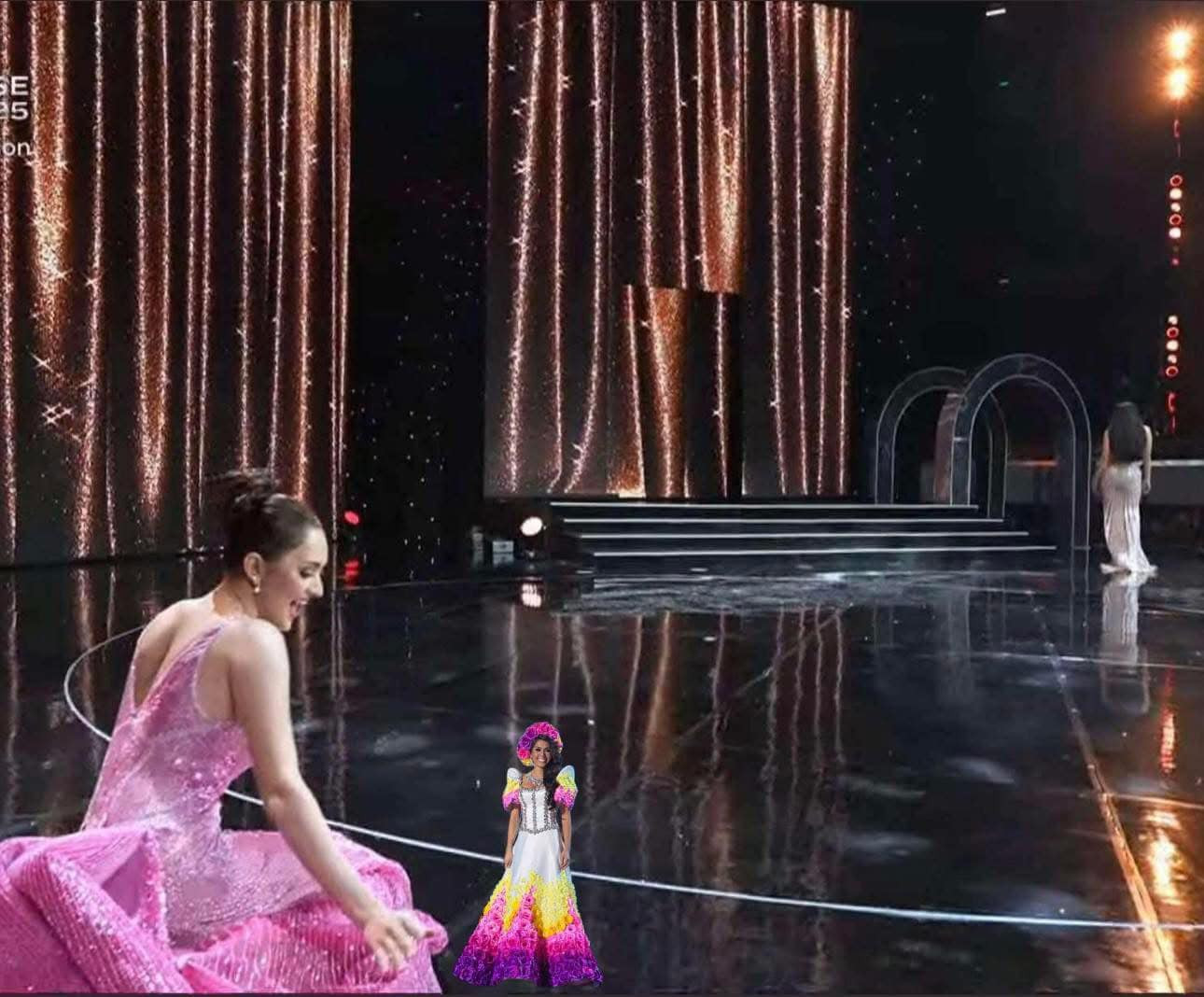 Cư dân mạng chế ảnh về cú ngã của Hoa hậu Hoàn vũ Philippines.