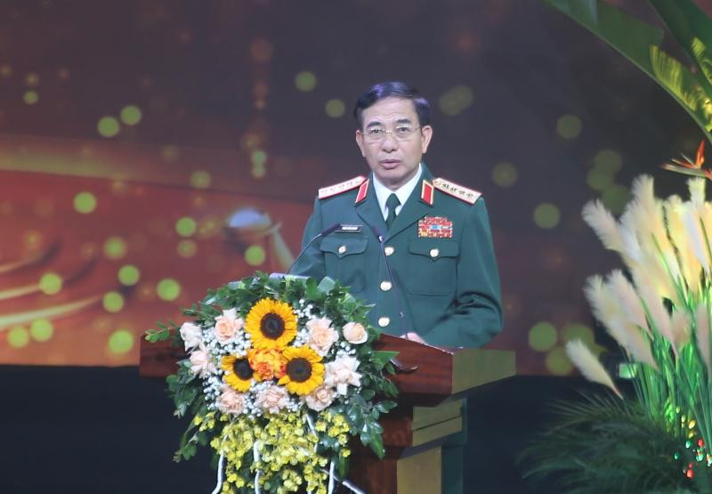 Đại tướng Phan Văn Giang, Bộ trưởng Bộ Quốc phòng phát biểu tại buổi lễ. Ảnh: PV Đại tướng Phan Văn Giang, Bộ trưởng Bộ Quốc phòng phát biểu tại buổi lễ. Ảnh: PV