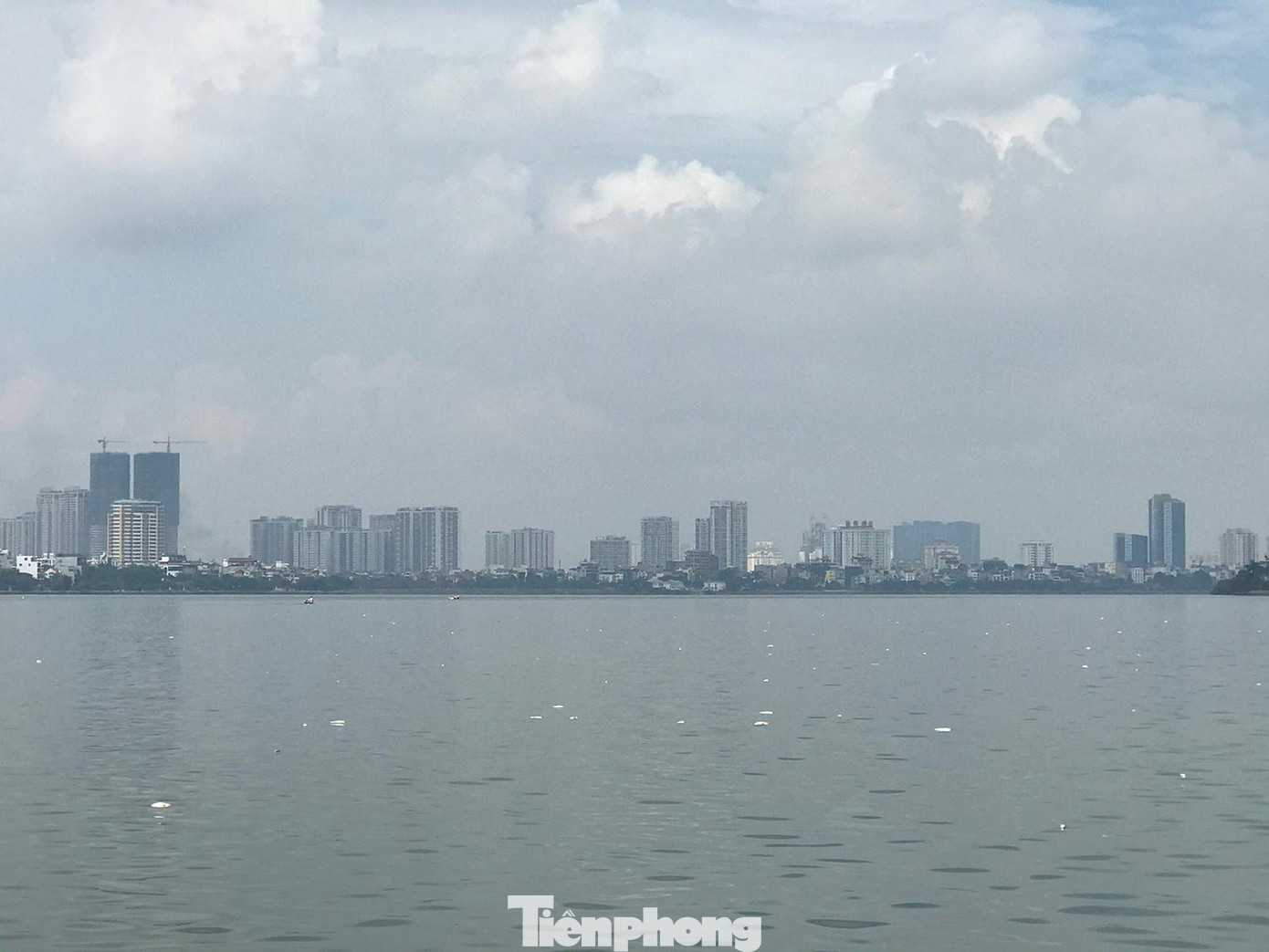 Theo quan sát của phóng viên, lượng cá chết ở Hồ Tây sáng 5/10 khá nhiều. Ảnh: Trường Phong