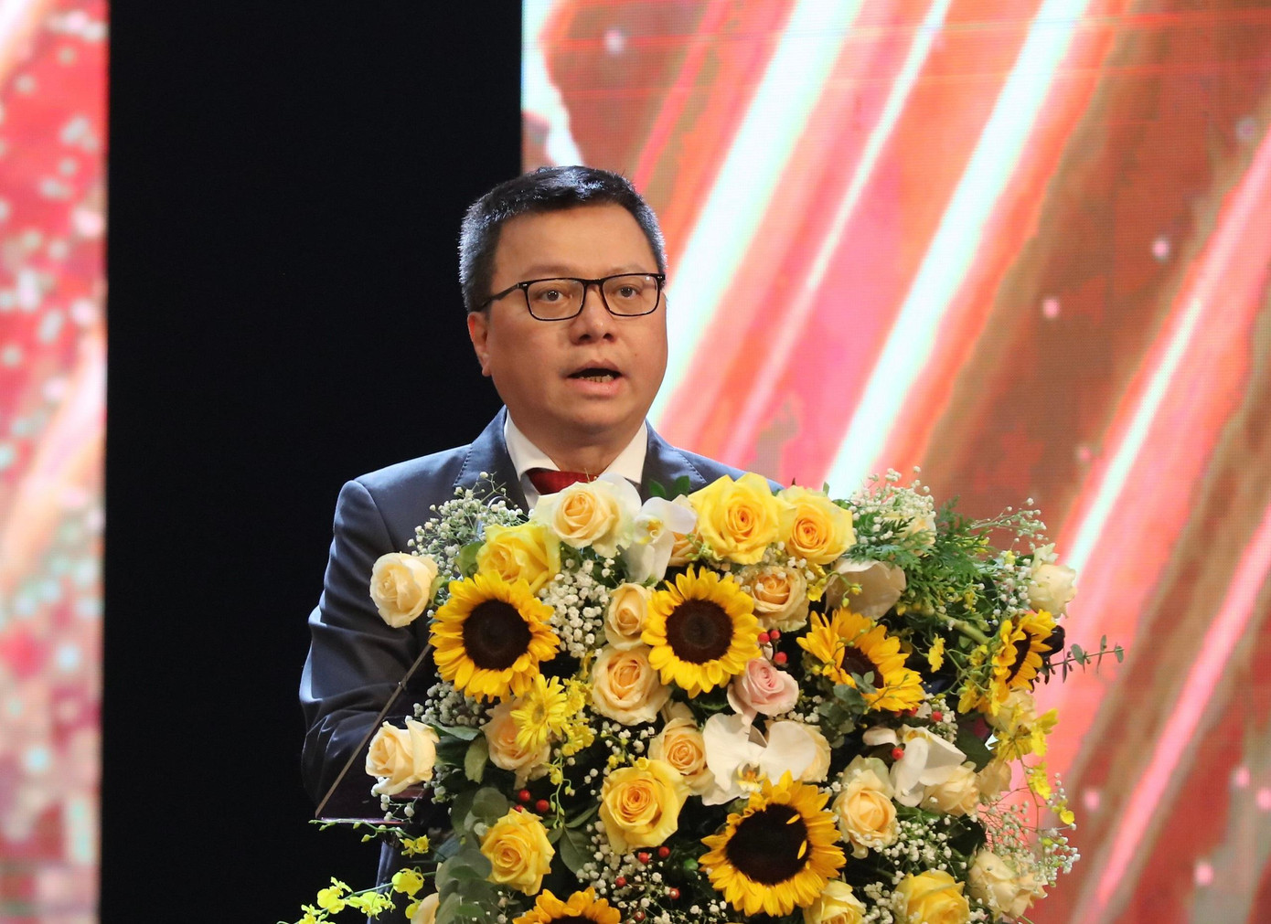 Tổng Biên tập Báo Nhân Dân, Chủ tịch Hội Nhà báo Việt Nam Lê Quốc Minh phát biểu tại buổi lễ. Ảnh: Như Ý Tổng Biên tập Báo Nhân Dân, Chủ tịch Hội Nhà báo Việt Nam Lê Quốc Minh phát biểu tại buổi lễ. Ảnh: Như Ý