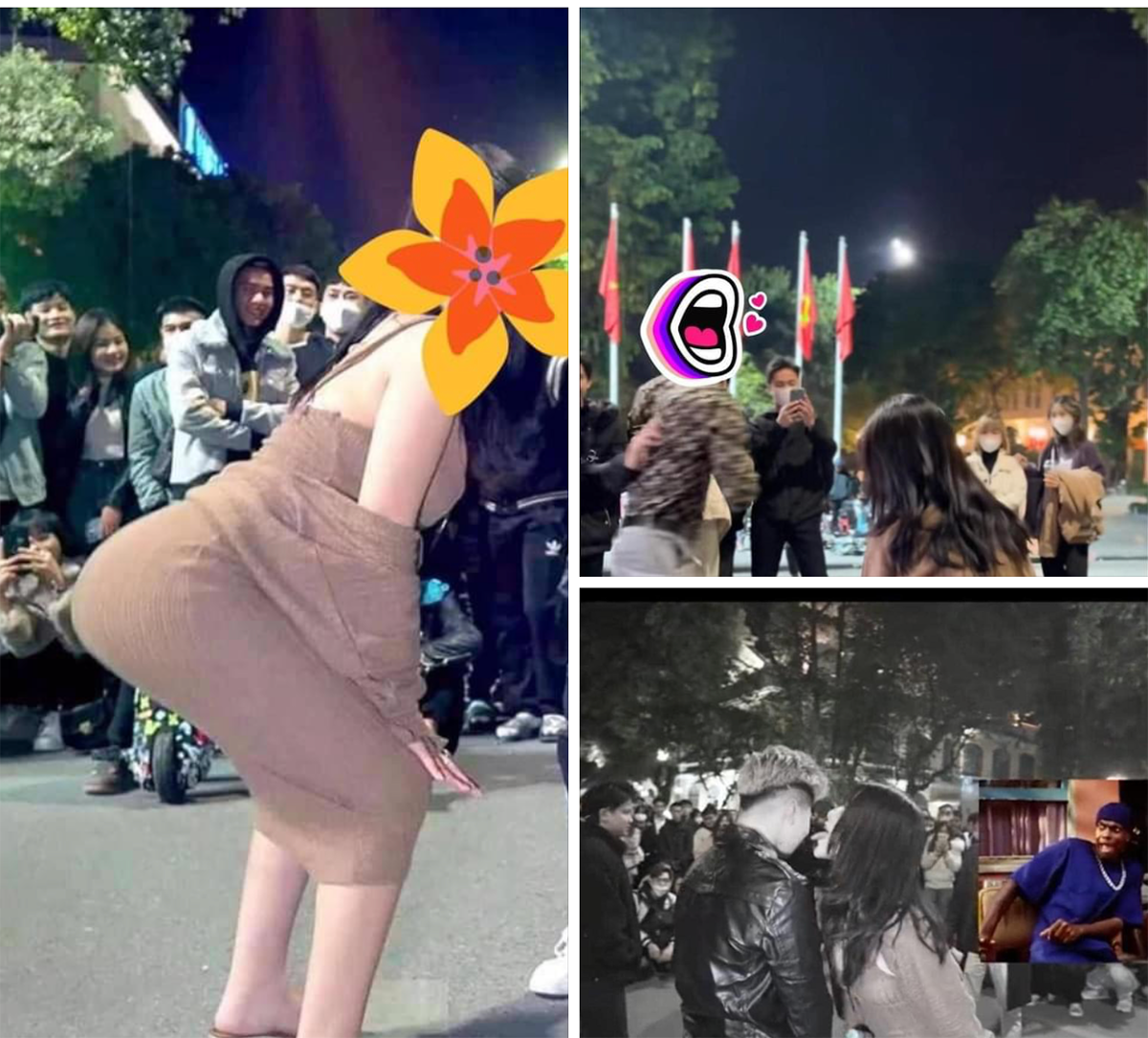 Dư luận mạng xã hội bức xúc trước trò chơi, hành động phản cảm ở phố đi bộ. Ảnh: PV