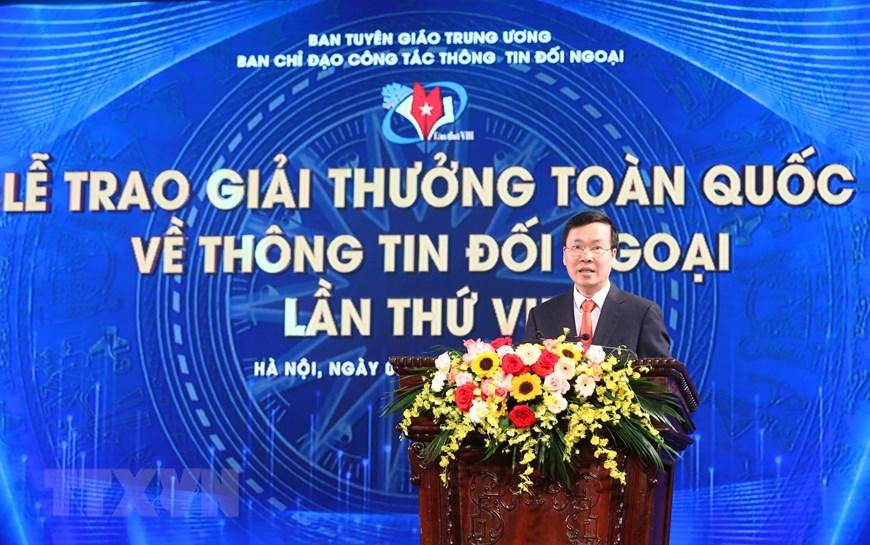 Thường trực Ban Bí thư Võ Văn Thưởng phát biểu tại buổi lễ. Ảnh: TTXVN Thường trực Ban Bí thư Võ Văn Thưởng phát biểu tại buổi lễ. Ảnh: TTXVN