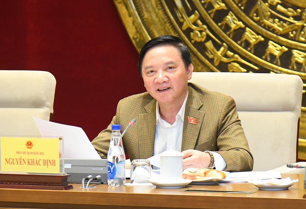 Phó Chủ tịch Quốc hội Nguyễn Khắc Định phát biểu tại cuộc họp. Ảnh: Quochoi Phó Chủ tịch Quốc hội Nguyễn Khắc Định phát biểu tại cuộc họp. Ảnh: Quochoi