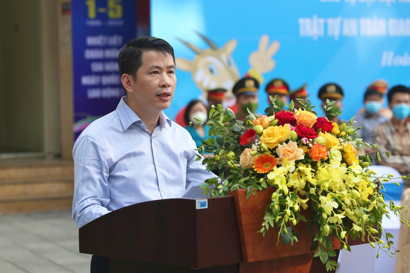 Chủ tịch UBND quận Hoàn Kiếm Phạm Tuấn Long phát biểu tại buổi lễ. Ảnh: Duy Phạm