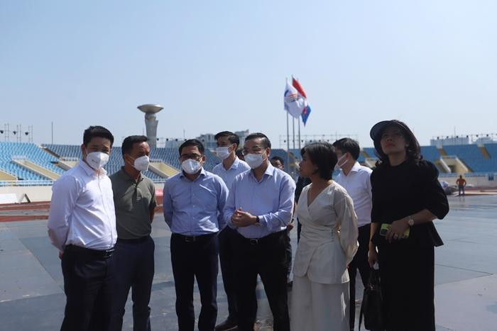 Chủ tịch UBND thành phố Hà Nội Chu Ngọc Anh kiểm tra công tác chuẩn bị SEA Games 31. Ảnh: PV Chủ tịch UBND thành phố Hà Nội Chu Ngọc Anh kiểm tra công tác chuẩn bị SEA Games 31. Ảnh: PV