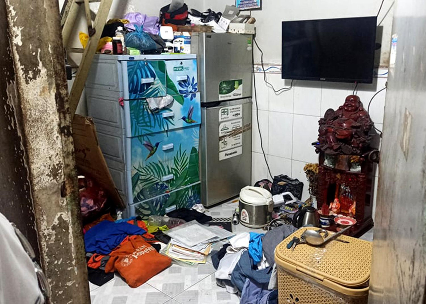 Căn phòng trọ gia đình nạn nhân ở.