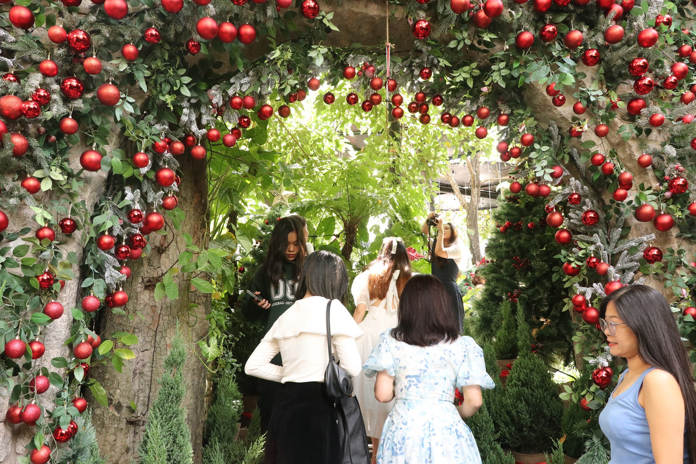 Cổng vào hình vòm được trang trí đẹp mắt tại một quán cà phê ở quận 3. (Ảnh: Lan Huỳnh)