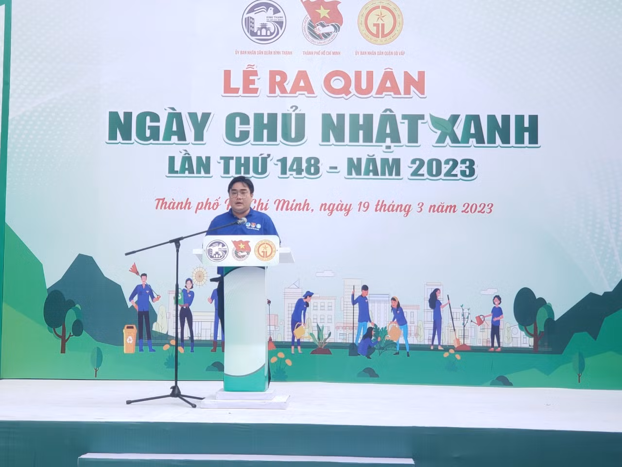 Phát biểu tại Lễ phát động Ngày Chủ nhật xanh lần thứ 148, anh Ngô Minh Hải - Phó Bí thư thường trực Thành Đoàn TPHCM đề nghị các cơ sở Đoàn tập trung thực hiện hiệu quả phương châm "Ba liên kết": “Liên kết lực lượng - Liên kết địa bàn - Liên kết cộng đồng”, thành lập các điểm vận hành, thu gom, tái chế rác thải, hưởng ứng phân loại rác tại nguồn và giải quyết các vấn đề môi trường còn tồn đọng trên địa bàn.
