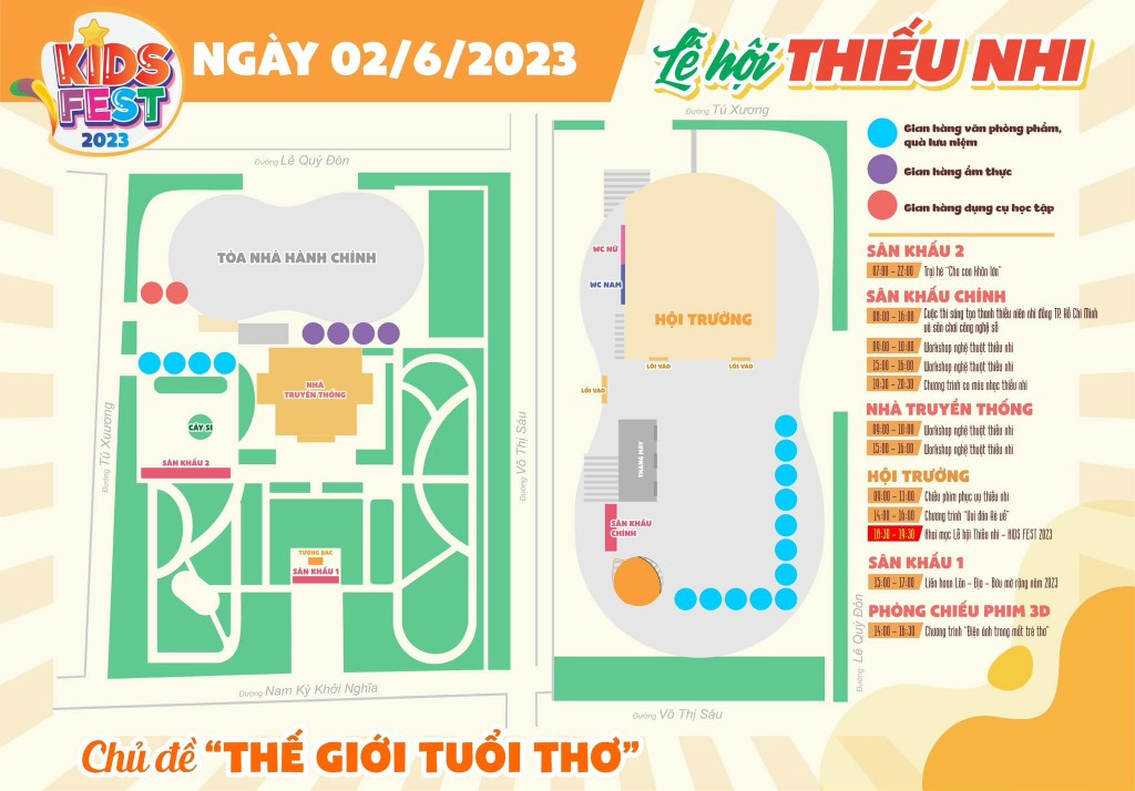 Sơ đồ các hoạt động trong khuôn khổ Lễ hội Thiếu nhi diễn ra tại Nhà Thiếu nhi TPHCM (Q.3). Sơ đồ các hoạt động trong khuôn khổ Lễ hội Thiếu nhi diễn ra tại Nhà Thiếu nhi TPHCM (Q.3).