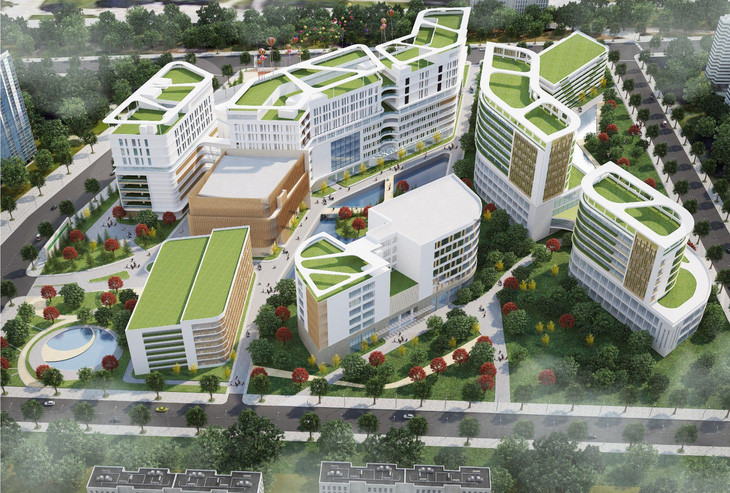 Phối cảnh trường ĐH Y khoa Phạm Ngọc Thạch khi hoàn thành.