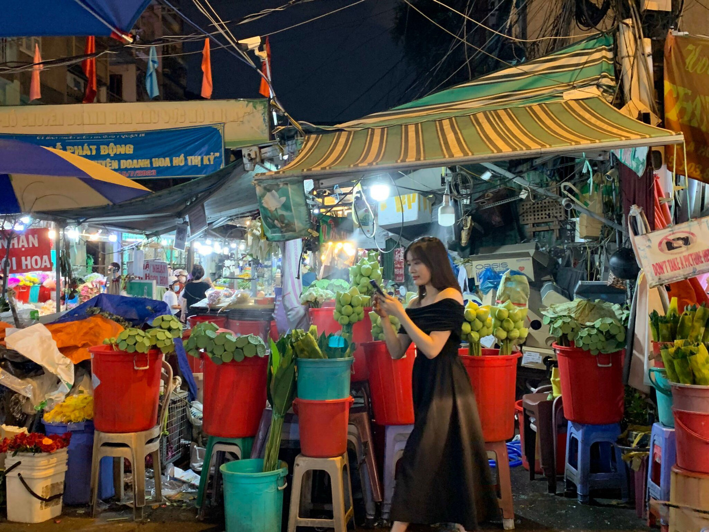 Đêm ngày 18/10, tại chợ hoa Hồ Thị Kỷ, không khí không đông đúc, tấp nập như những năm trước. Các loại hoa năm nay đa phần là không tăng giá.