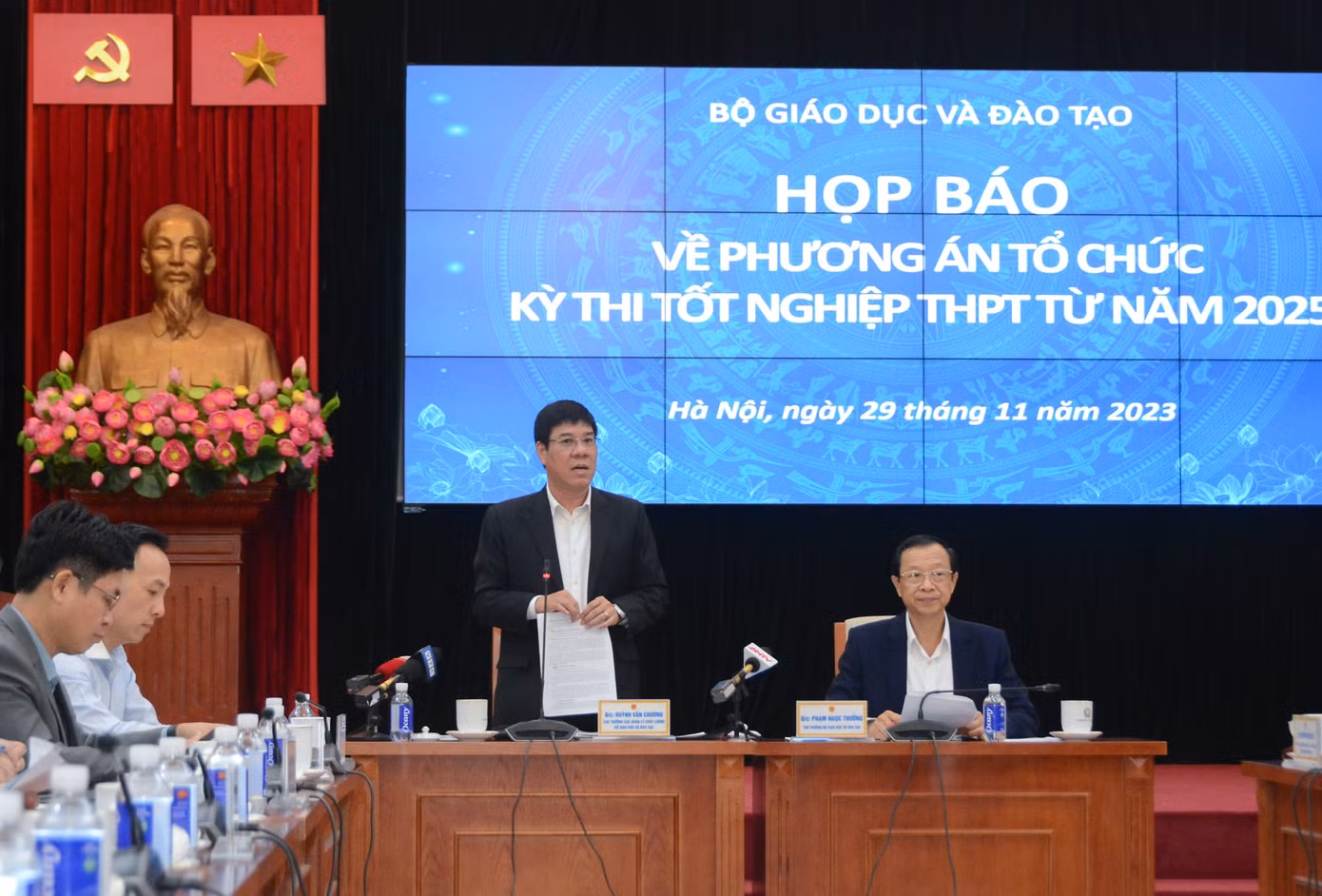 Quang cảnh tại buổi họp báo thông tin về Kỳ thi tốt nghiệp THPT từ năm 2025, diễn ra chiều 29/11.