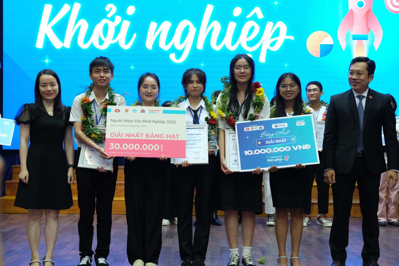 Nhóm Chilling đạt giải Nhất trong cuộc thi "Người Nhân văn khởi nghiệp". Nhóm Chilling đạt giải Nhất trong cuộc thi "Người Nhân văn khởi nghiệp".