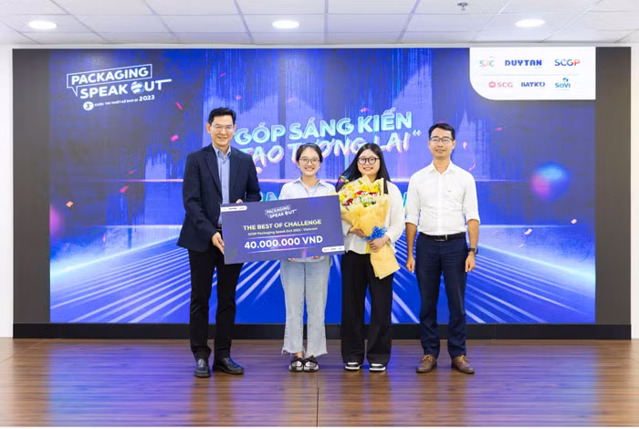 Đội “Scoopy”, trường ĐH Kiến trúc TP. HCM giành giải Nhất cuộc thi thiết kế bao bì ‘SCGP Packaging Speak Out 2023 - Việt Nam’.