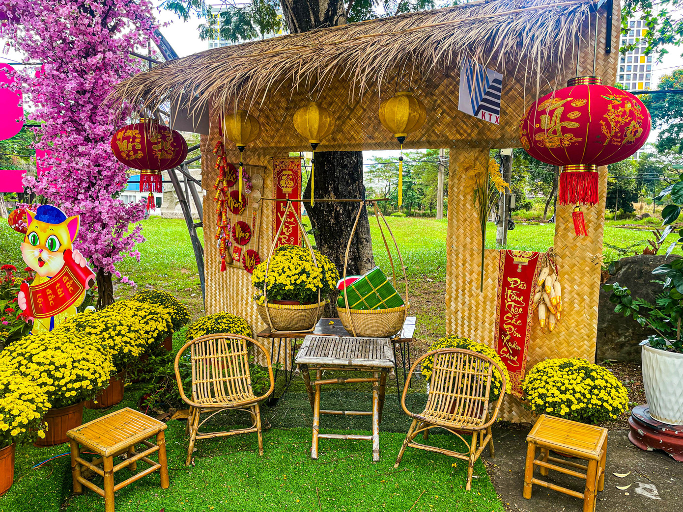 Những góc chụp ảnh tại KTX khu A (ĐHQG TP. HCM) chẳng thua kém bất kỳ trung tâm thương mại hay chợ hoa nào. (Ảnh: Quốc Hy).