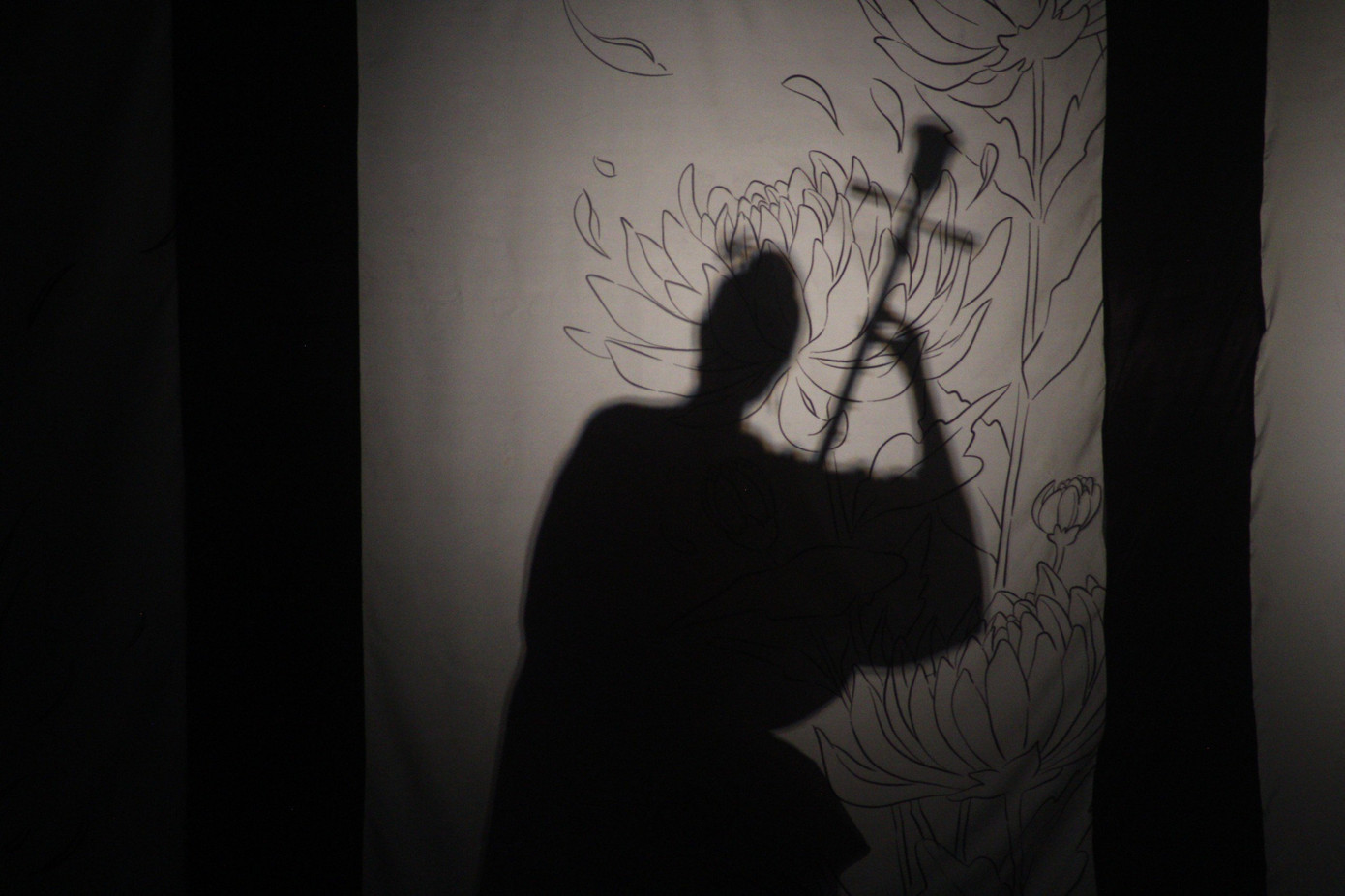 Màn múa bóng uyển chuyển do nghệ sĩ Lê Mai Anh thể hiện. (Ảnh: CLB Sân khấu và Điện ảnh) Màn múa bóng uyển chuyển do nghệ sĩ Lê Mai Anh thể hiện. (Ảnh: CLB Sân khấu và Điện ảnh)