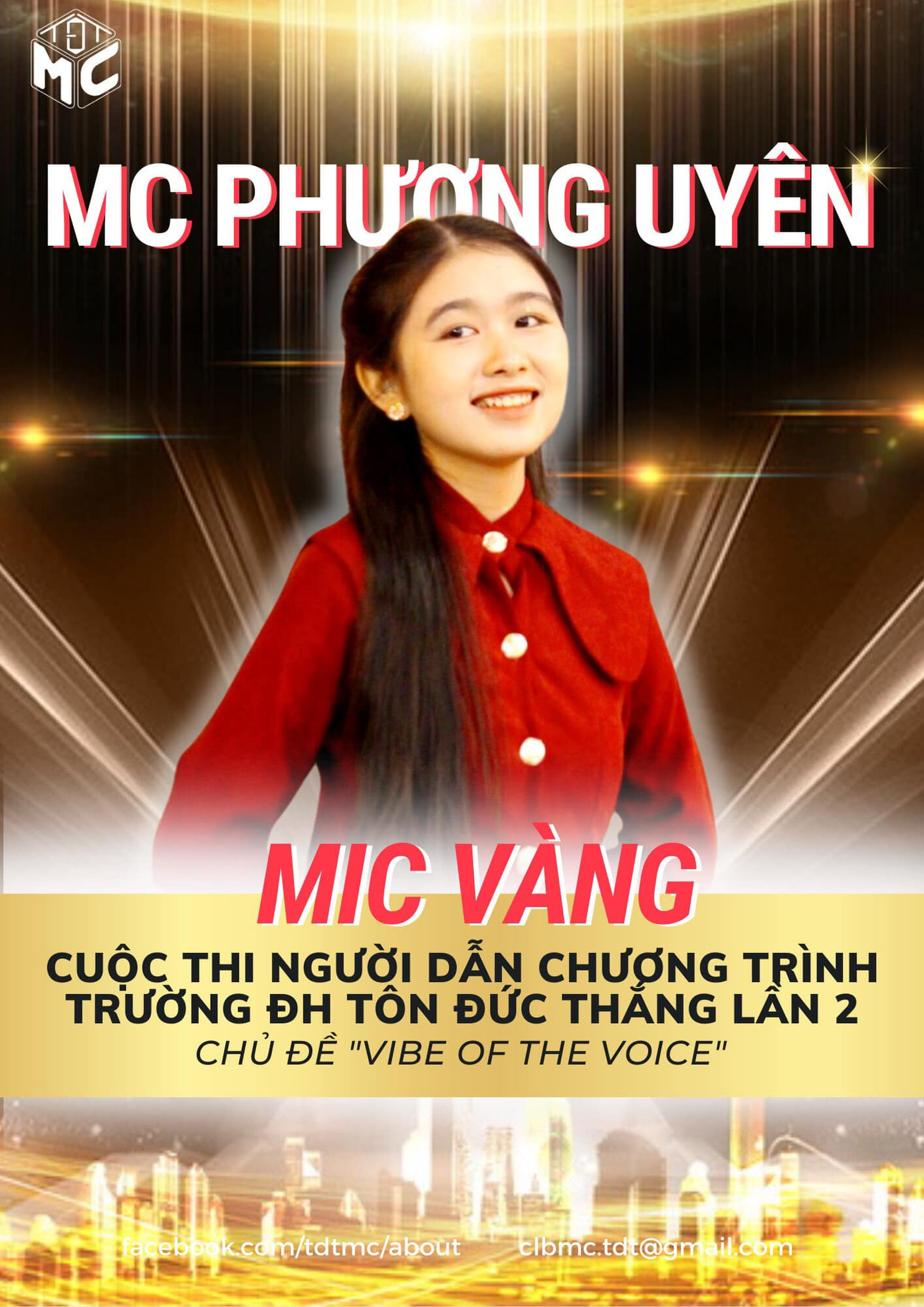 Phương Uyên từng đạt Quán quân cuộc thi “Người dẫn chương trình trường ĐH Tôn Đức Thắng” năm 2023. (Ảnh: NVCC) Phương Uyên từng đạt Quán quân cuộc thi “Người dẫn chương trình trường ĐH Tôn Đức Thắng” năm 2023. (Ảnh: NVCC)