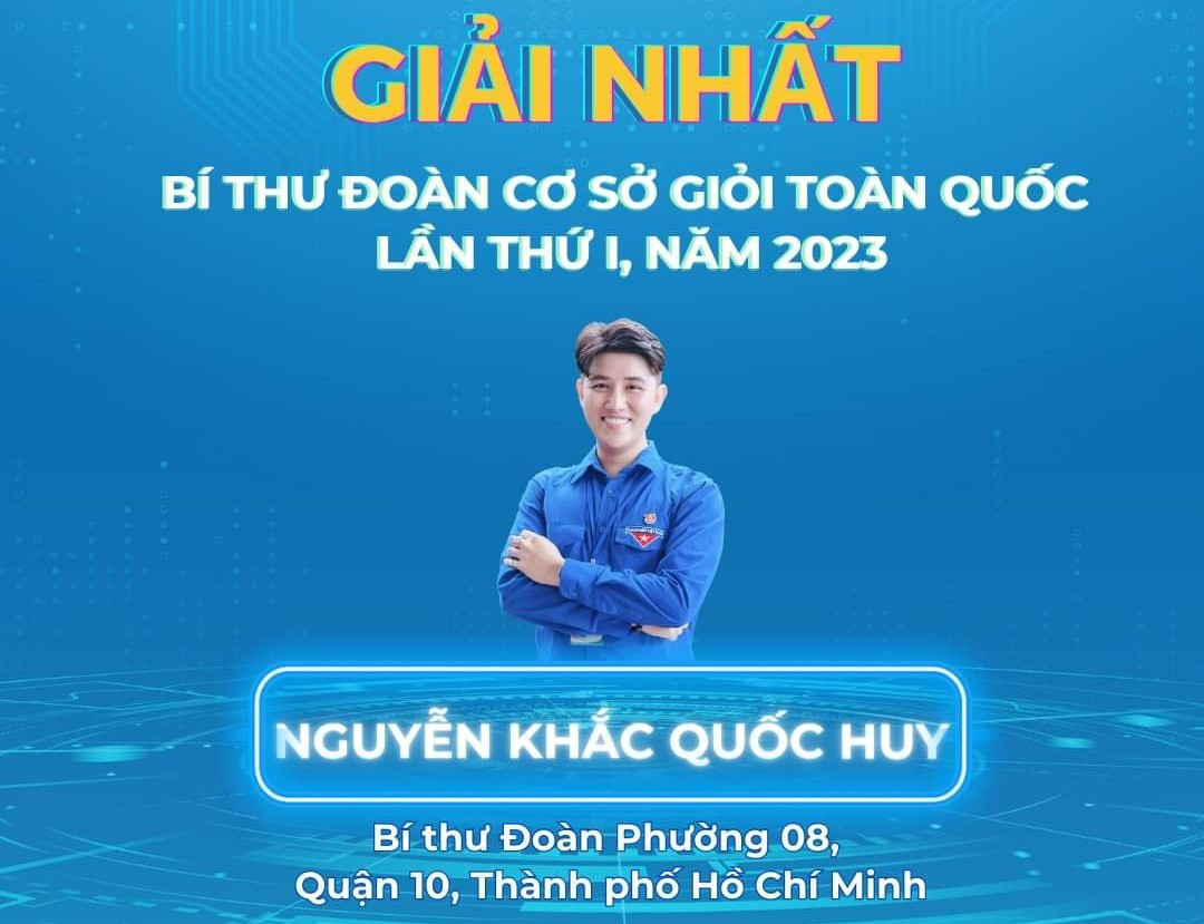 Nguyễn Khắc Quốc Huy đoạt Quán quân Hội thi Bí thư Đoàn cơ sở giỏi toàn quốc, năm 2023.