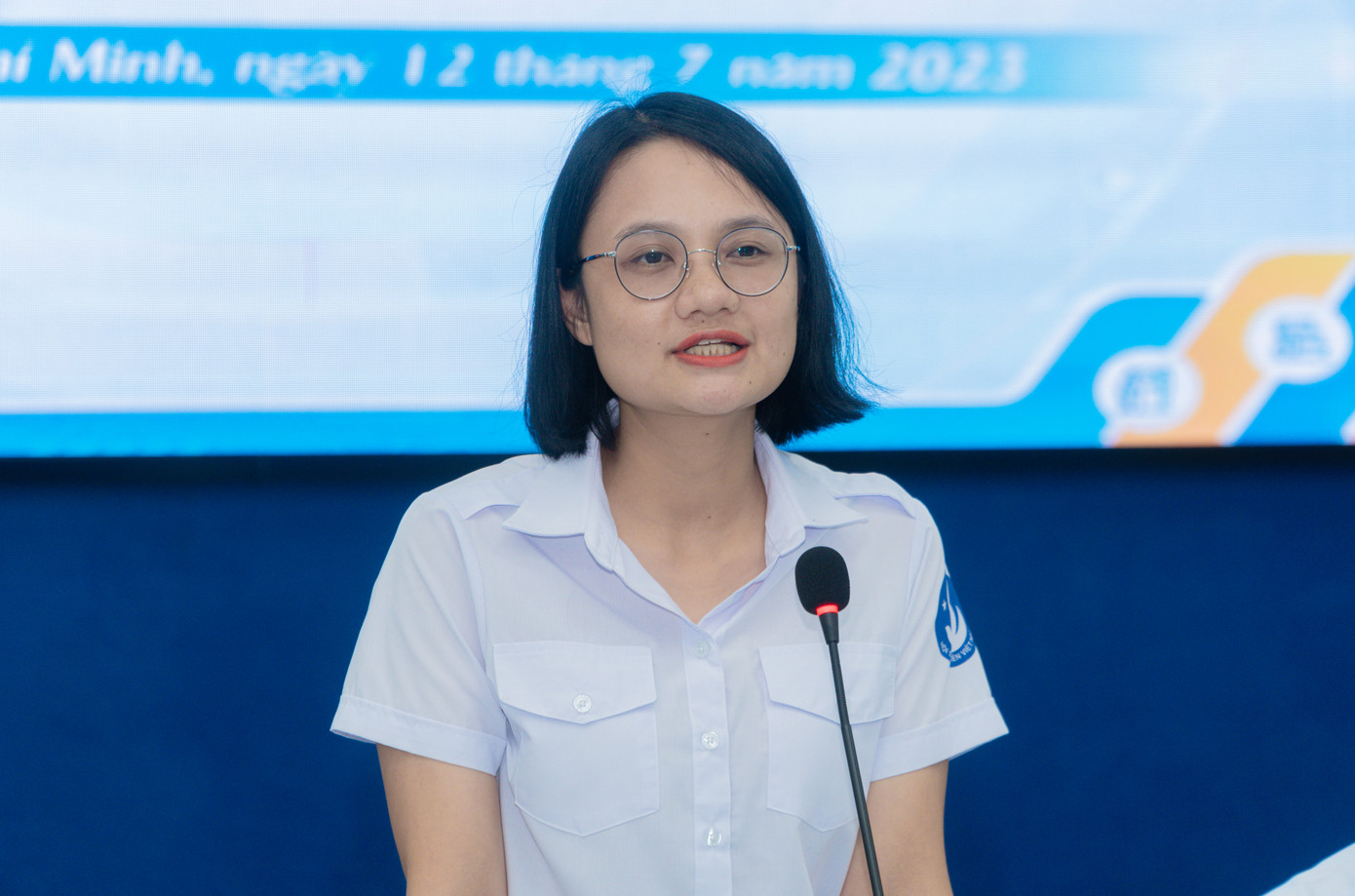 Chị Trần Thu Hà - Phó Bí thư Thành Đoàn, Chủ tịch Hội Sinh viên TP. HCM phát biểu tại Hội nghị. Chị Trần Thu Hà - Phó Bí thư Thành Đoàn, Chủ tịch Hội Sinh viên TP. HCM phát biểu tại Hội nghị.