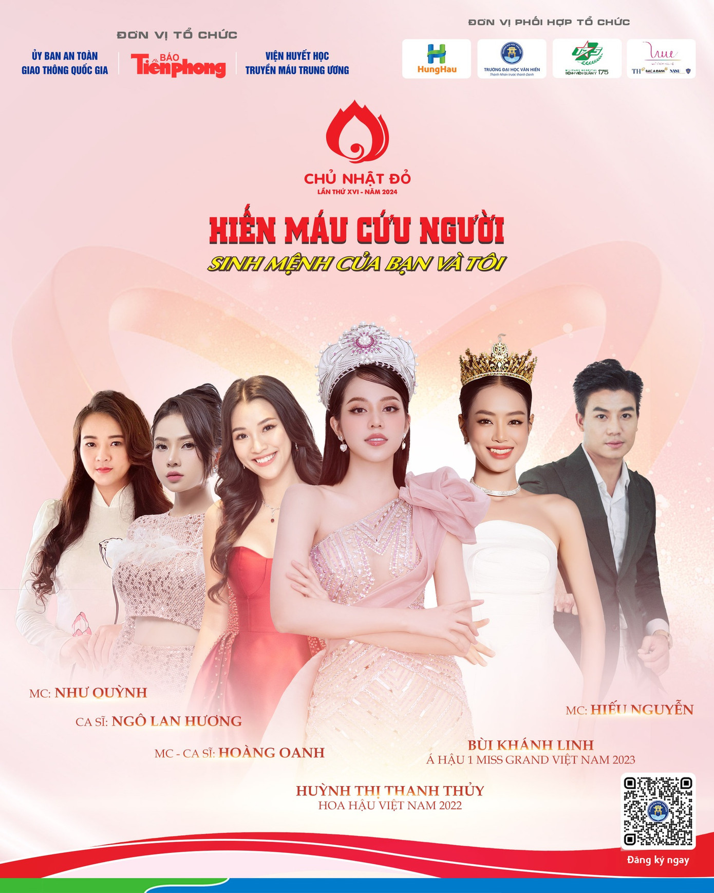 Dàn ca sĩ, người đẹp tham dự Ngày hội hiến máu ‘Chủ nhật Đỏ’, sẽ diễn ra tại trường ĐH Văn Hiến, vào sáng 3/12.