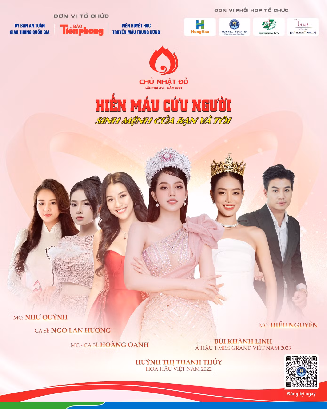 Dàn ca sĩ, người đẹp tham dự Ngày hội hiến máu ‘Chủ nhật Đỏ’, sẽ diễn ra tại trường ĐH Văn Hiến, vào sáng 3/12.