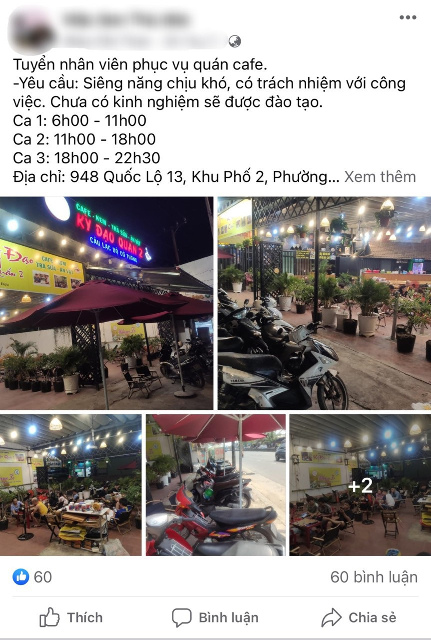 Nhiều quán cà phê tuyển nhân viên ở các nhóm trên mạng xã hội. Nhiều quán cà phê tuyển nhân viên ở các nhóm trên mạng xã hội.