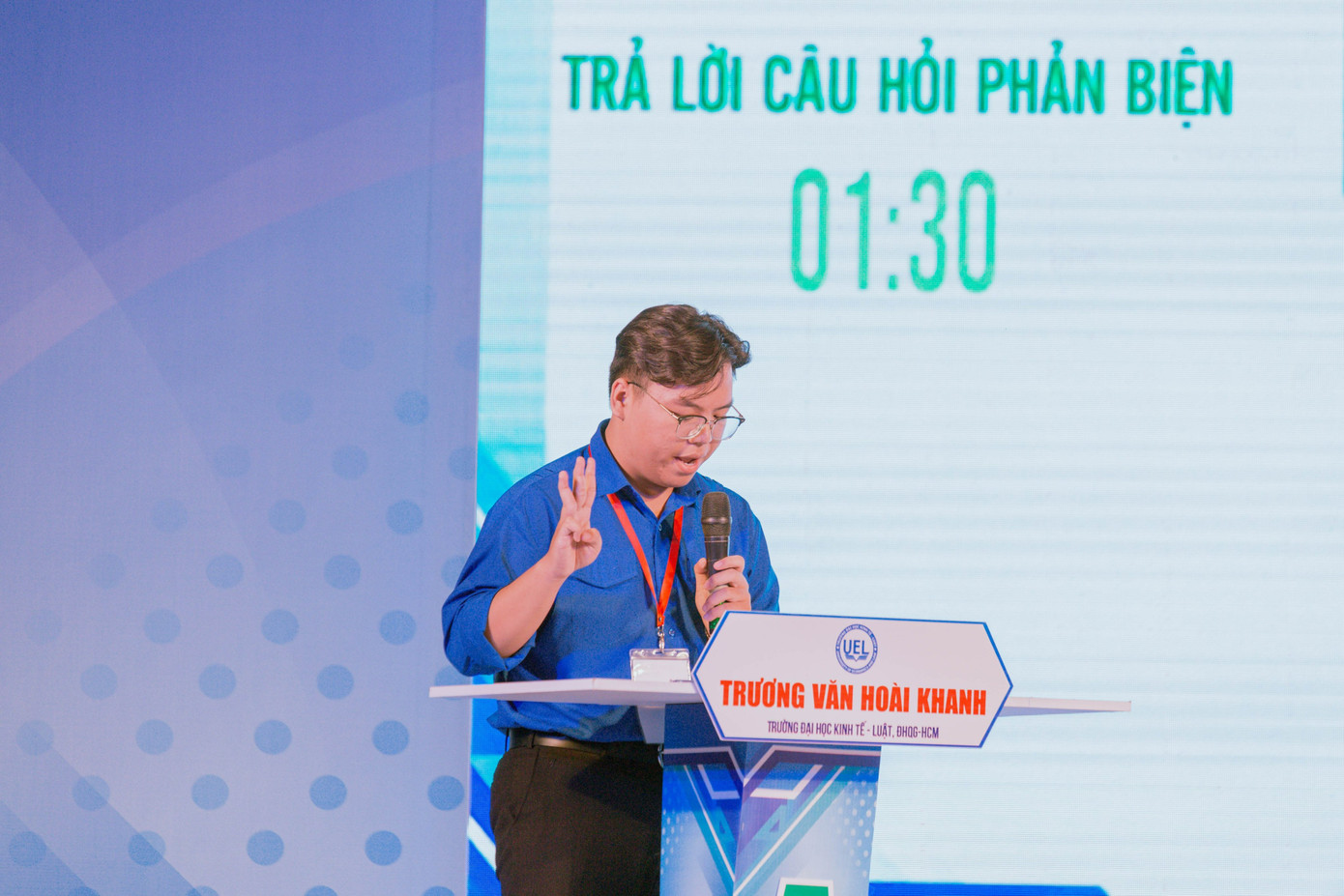 Hoài Khanh có phần thể hiện xuất sắc trong đêm Chung kết với câu chuyện “3 có”. (Ảnh: NVCC) Hoài Khanh có phần thể hiện xuất sắc trong đêm Chung kết với câu chuyện “3 có”. (Ảnh: NVCC)