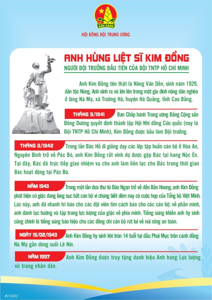 Tài liệu tuyên truyền về anh Kim Đồng được phát đến các trường học và nhà thiếu nhi tại TPHCM.