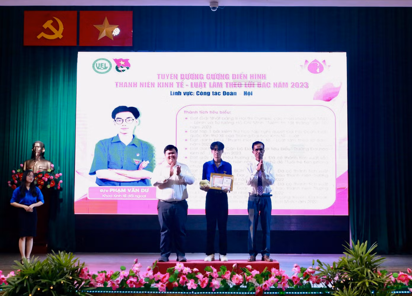 Gương điển hình "Thanh niên Kinh tế - Luật làm theo lời Bác" năm 2023. (Ảnh: Đoàn trường)