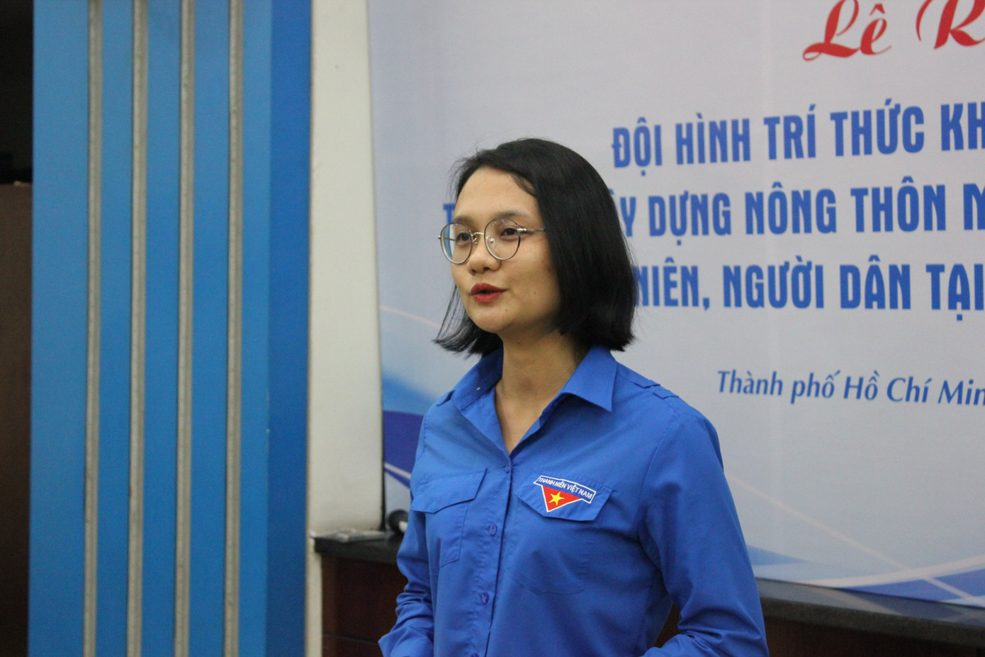 Chị Trần Thu Hà - Phó Bí thư Thành Đoàn, Chủ tịch Hội Sinh viên TP. HCM phát biểu tại chương trình.