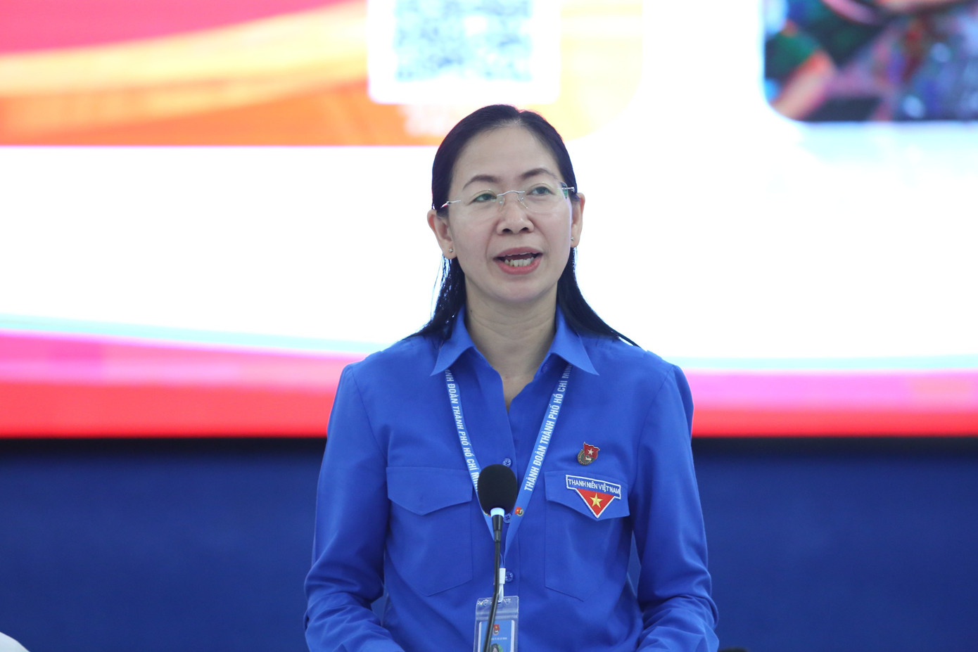 Bí thư Thành Đoàn TP. HCM Phan Thị Thanh Phương phát biểu tại buổi làm việc. (Ảnh: Ngô Tùng)