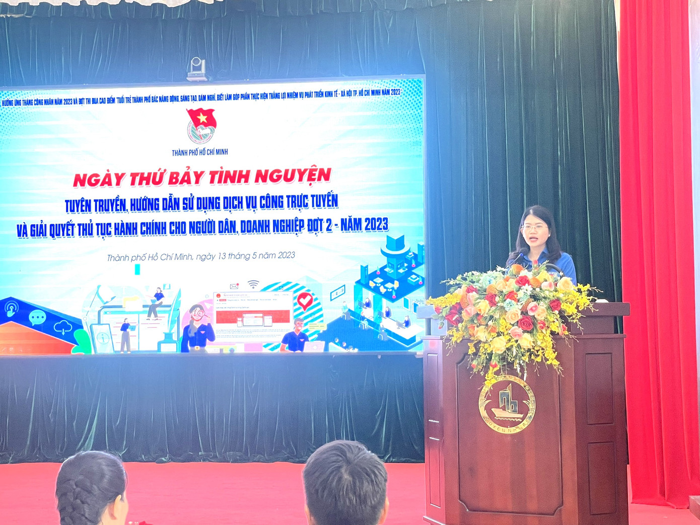 Chị Nguyễn Thị Thanh Hằng, Chủ tịch Hội LHTN huyện Nhà Bè phát biểu tại chương trình. Chị Nguyễn Thị Thanh Hằng, Chủ tịch Hội LHTN huyện Nhà Bè phát biểu tại chương trình.