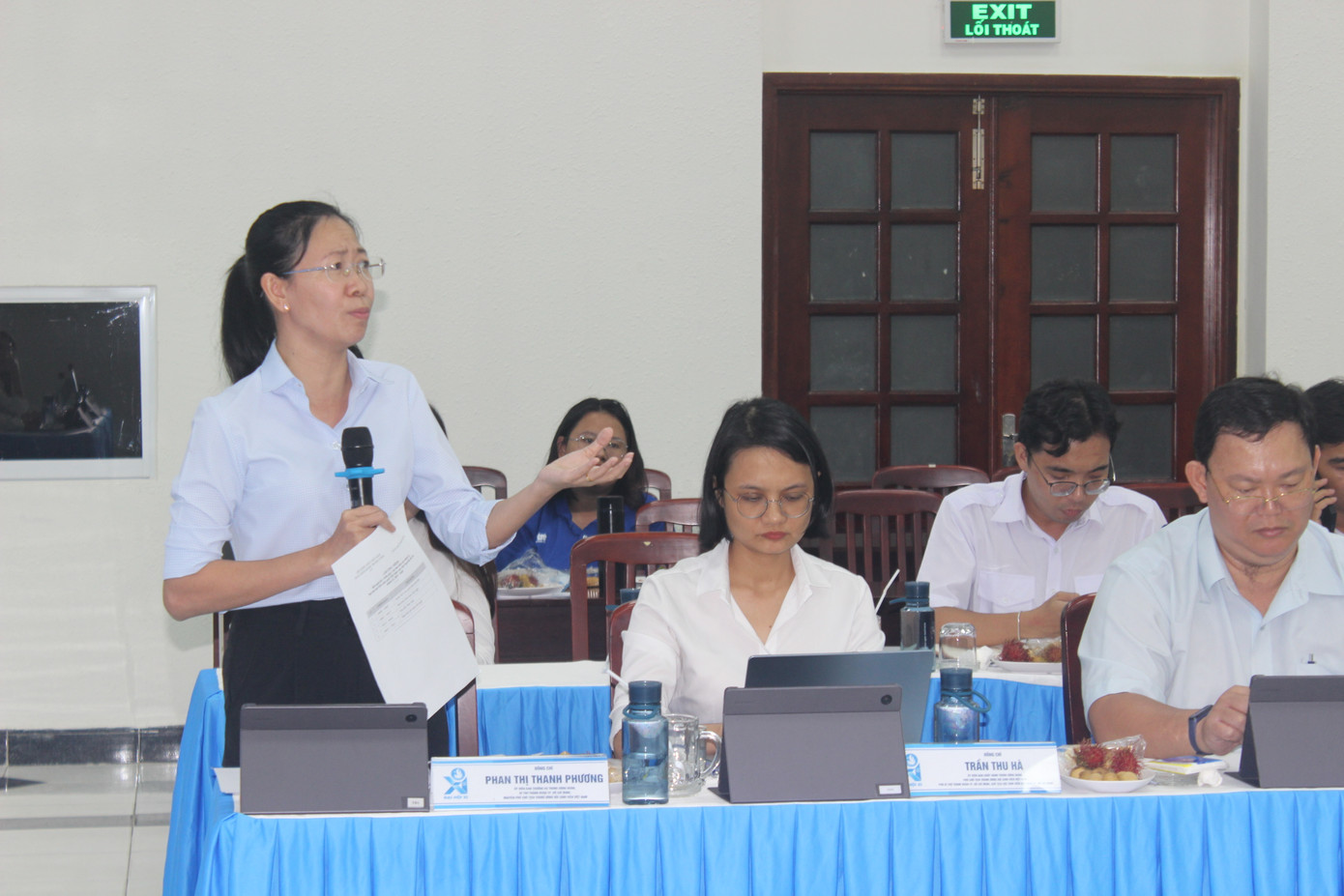 Bí thư Thành Đoàn TPHCM Phan Thị Thanh Phương chia sẻ thêm tại hội nghị.