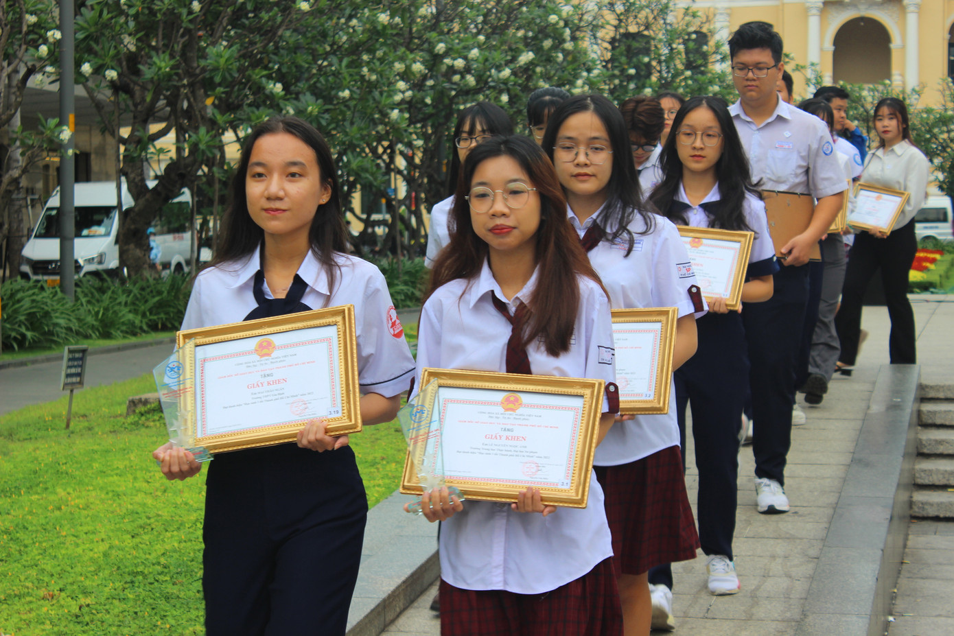 Những học sinh 3 tốt được Thành Đoàn TPHCM vinh danh dịp này.