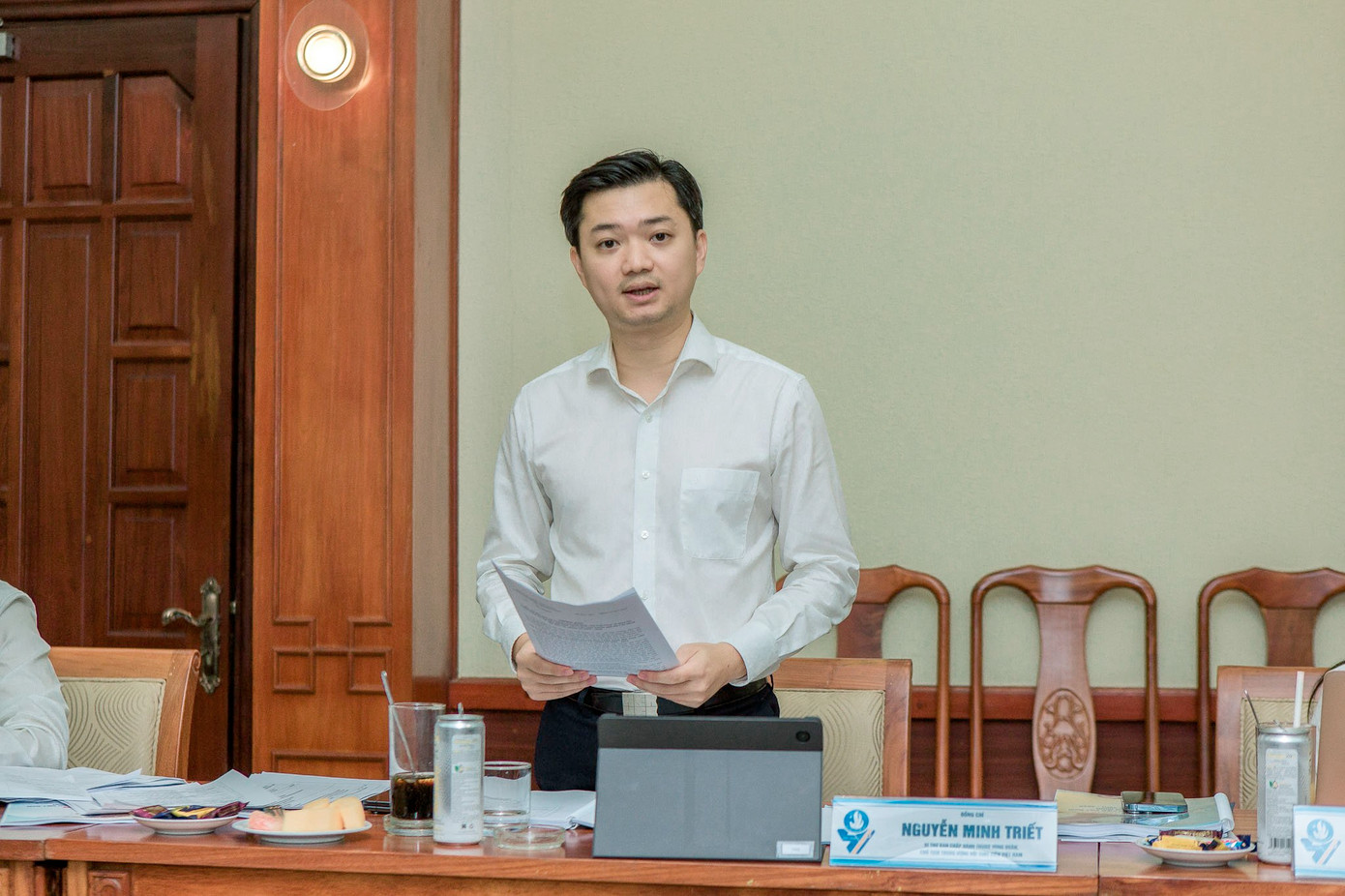 Chủ tịch T.Ư Hội Sinh viên Việt Nam Nguyễn Minh Triết phát biểu kết luận Hội nghị. Chủ tịch T.Ư Hội Sinh viên Việt Nam Nguyễn Minh Triết phát biểu kết luận Hội nghị.