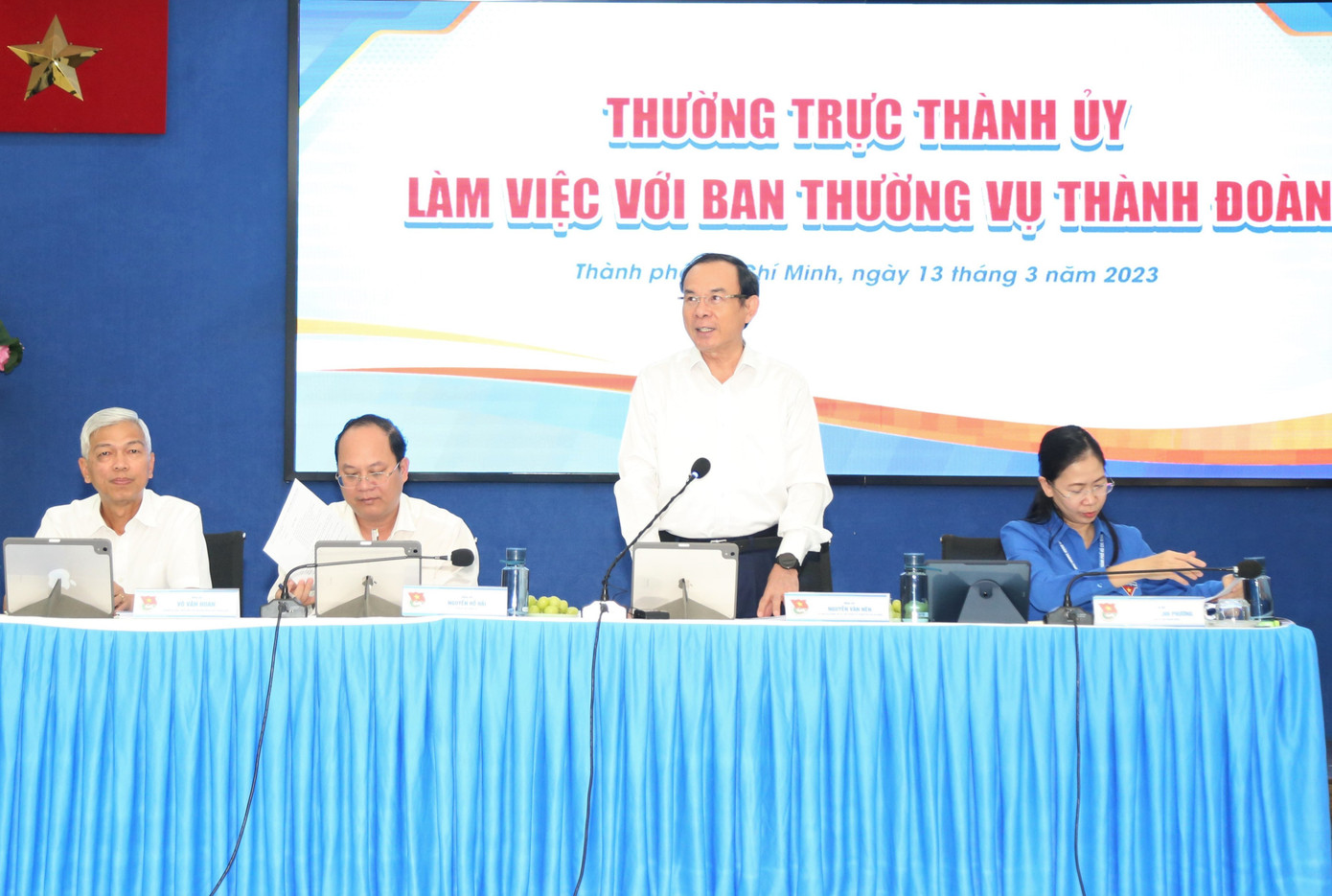 Bí thư Thành ủy TP. HCM Nguyễn Văn Nên phát biểu kết luận tại buổi làm việc. (Ảnh: Ngô Tùng)