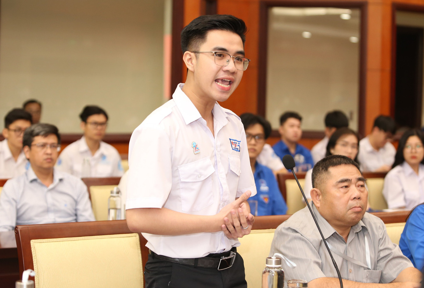 Võ Lập Phúc (trường ĐH Sư phạm TP. HCM) phát biểu tại chương trình. (Ảnh: Ngô Tùng) Võ Lập Phúc (trường ĐH Sư phạm TP. HCM) phát biểu tại chương trình. (Ảnh: Ngô Tùng)