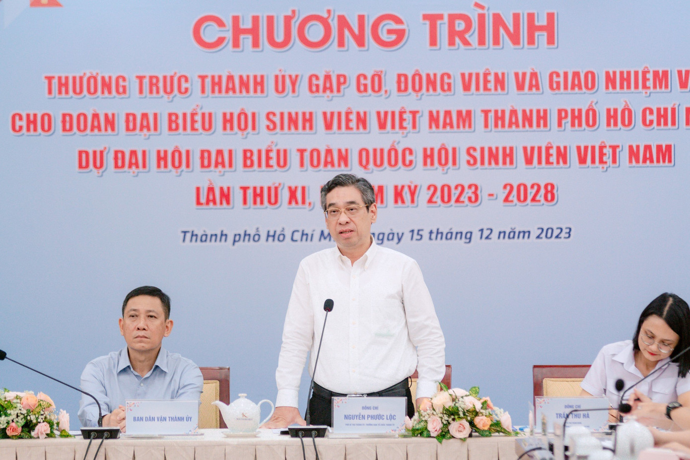 Phó Bí thư Thành ủy TP. HCM Nguyễn Phước Lộc phát biểu, giao nhiệm vụ cho Đoàn.
