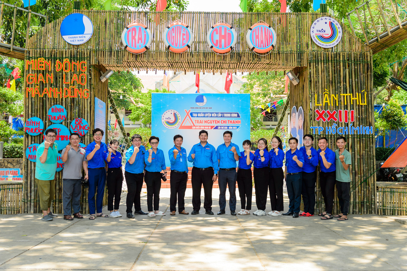 Các trại sinh có mặt về Cần Giờ để sẵn sàng cho buổi khai mạc Trại Nguyễn Chí Thanh cụm Đông Nam bộ lần thứ XXIII, năm 2023. Ảnh: TLTĐ